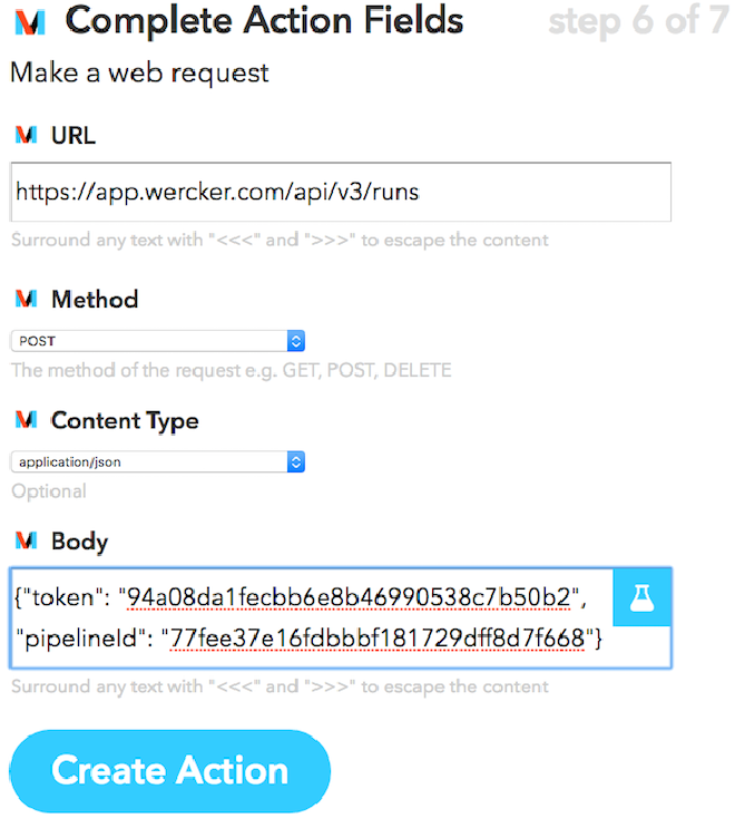 IFTTT screenshot of Maker action